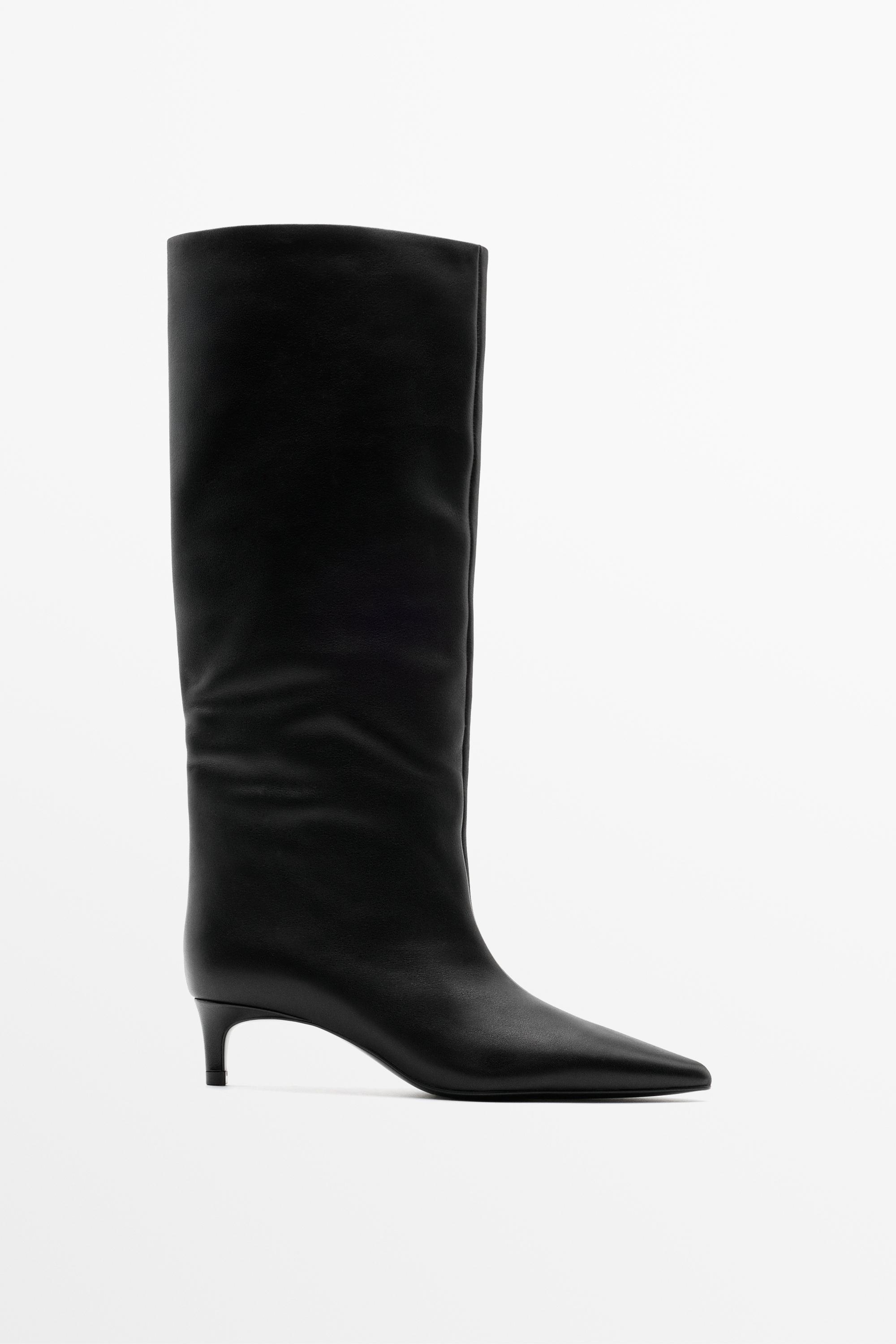 Soft leather heel boot