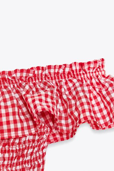 TOP À CARREAUX VICHY - Blanc / Rouge de Zara - Image 6