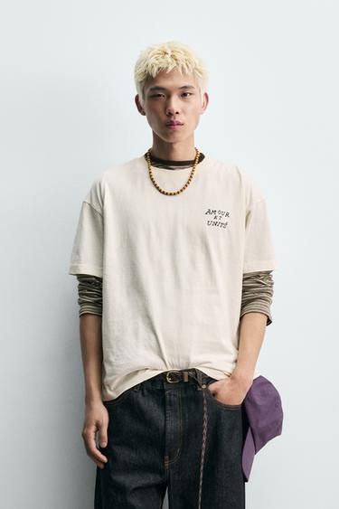 SLOGAN PRINT T-SHIRT - White by Zara - Image 1