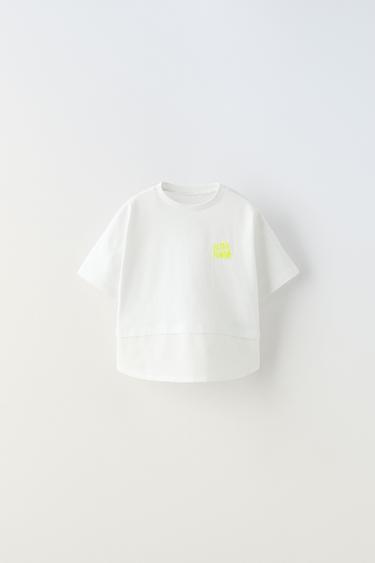 T-SHIRT BRODÉ FLUO - Blanc de Zara
