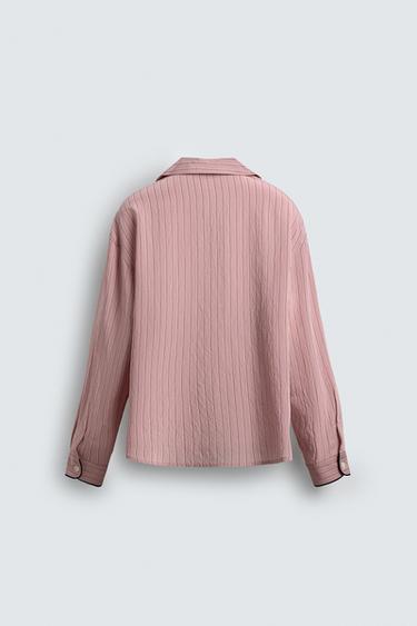 CHEMISE FLUIDE À RAYURES - Rose de Zara - Image 7
