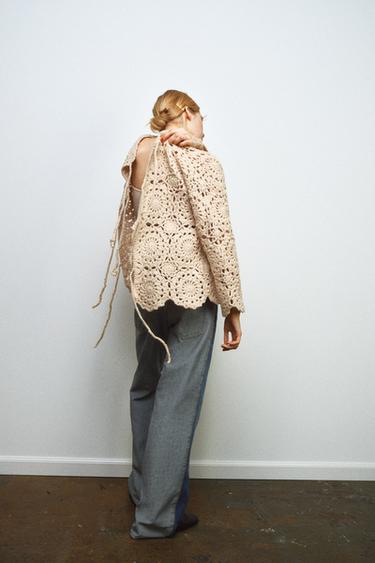 CROCHET KNIT JUMPER - Cream by Zara - Image 4