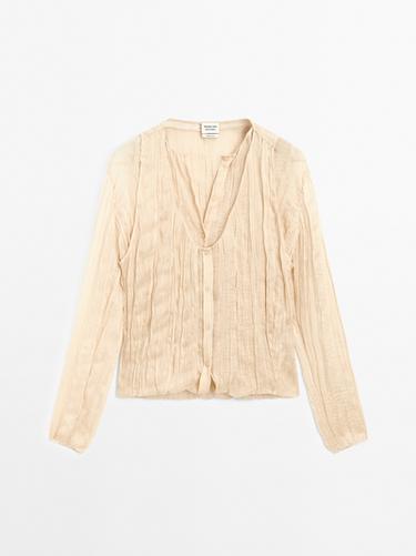 Zara Flowing shirt with pleated detail - Limited Edition - Biscuit