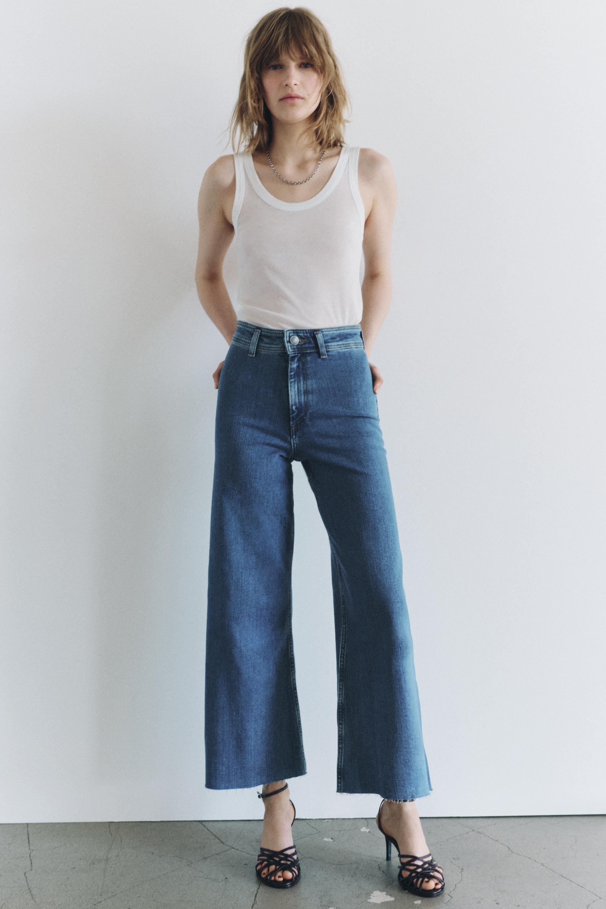 ZW COLLECTION MARINE STRAIGHT-LEG HIGH-WAIST デニムパンツ - ブルー | ZARA Japan / 日本