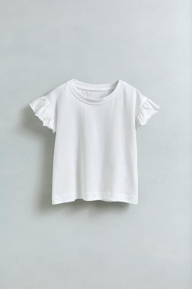 T-SHIRT UNI À VOLANTS - Blanc de Zara - Image 4
