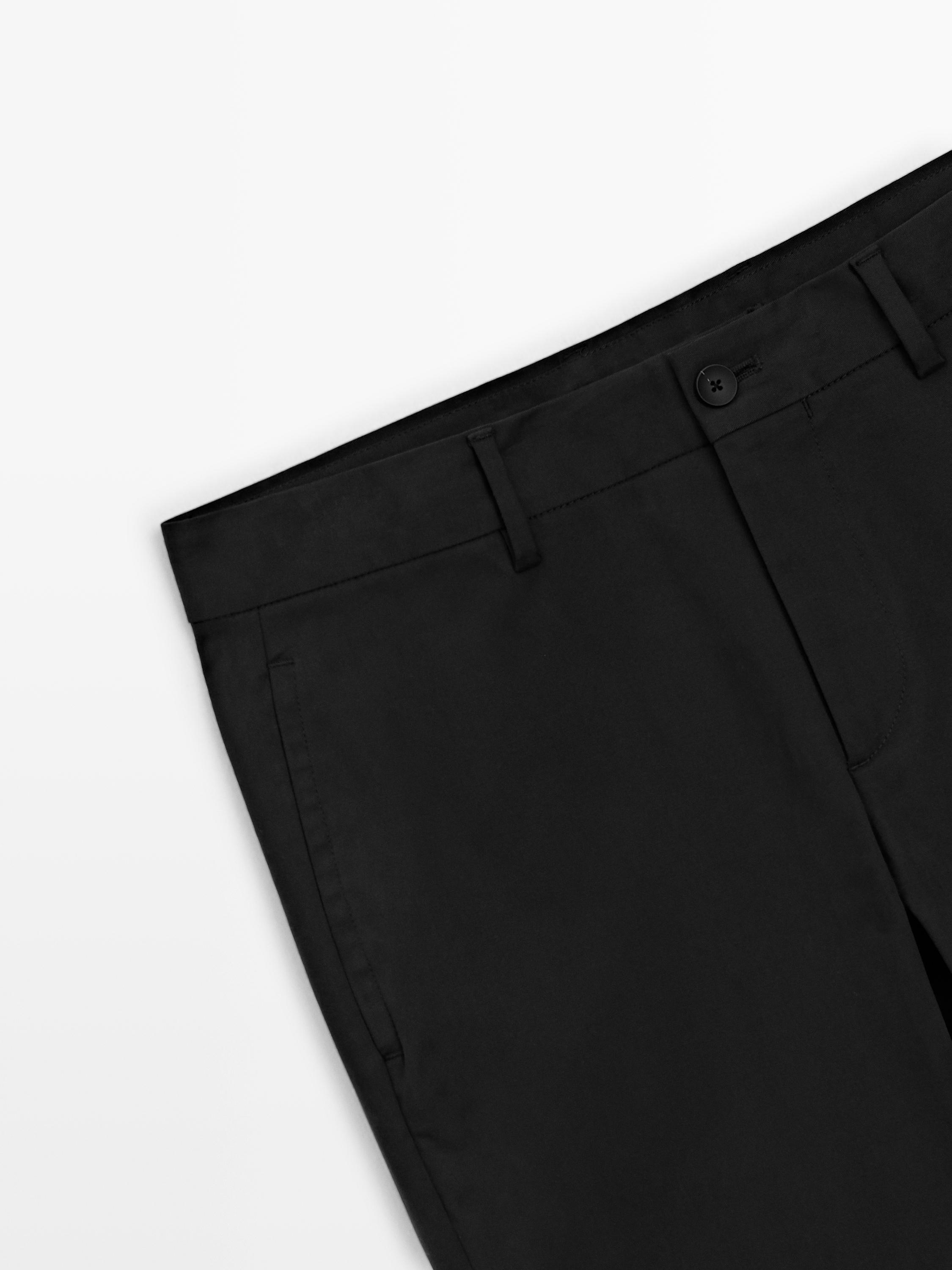 Cotton blend slim fit trousers