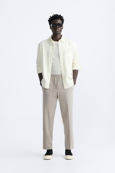 Zara COMFORT JOGGER-WAIST PANTS - Light mink - Image 0
