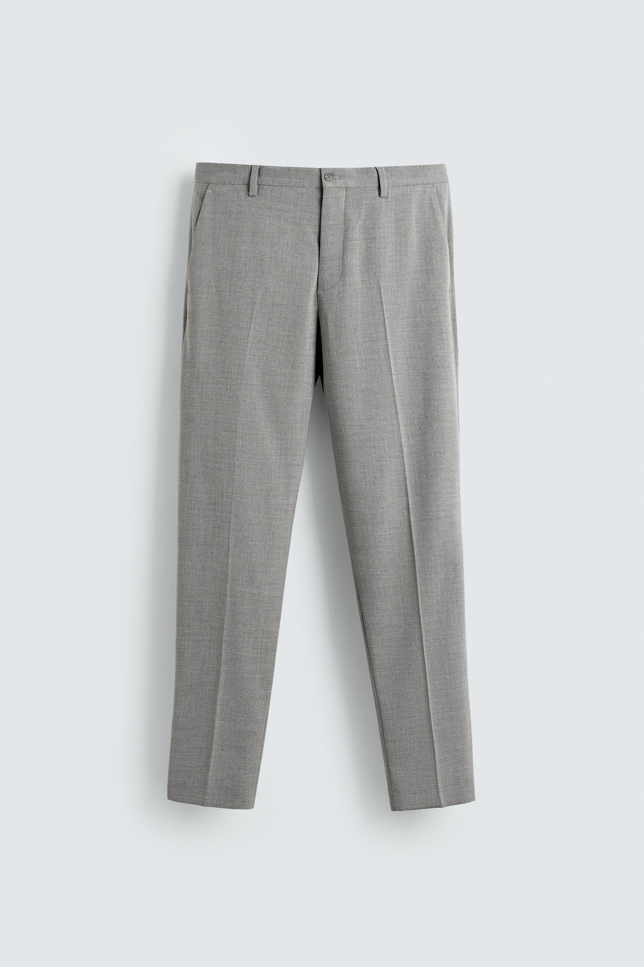パンツ ZARA straight wool slacks light blue ZARA WOMEN HIGH WAISTED PANTS WITH FABRIC-COVERED BELT NEW