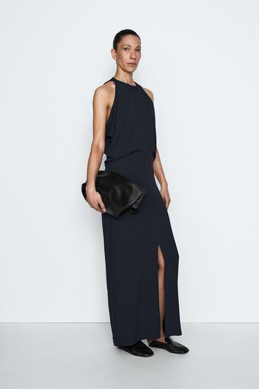 Zara Pleated midi dress - Navy blue - Image 0