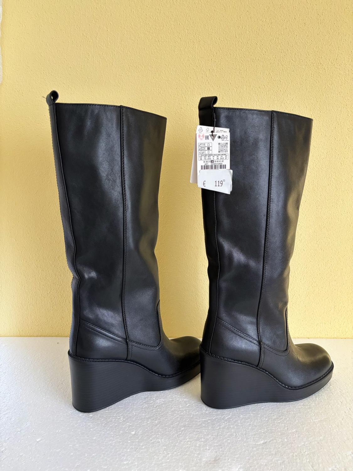 LEATHER WATER-REPELLENT WEDGE BOOTS - Image 2