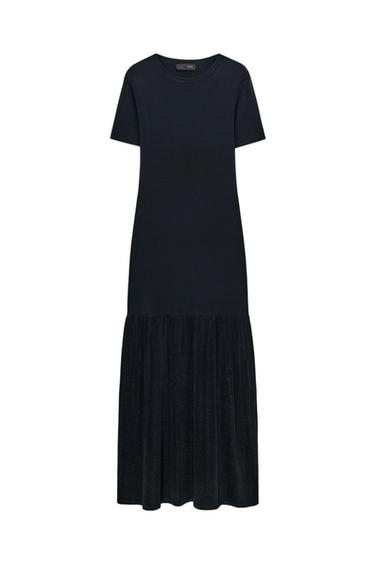 فستان طويل محاك ممزوج - بحري الخاص بـ Zara