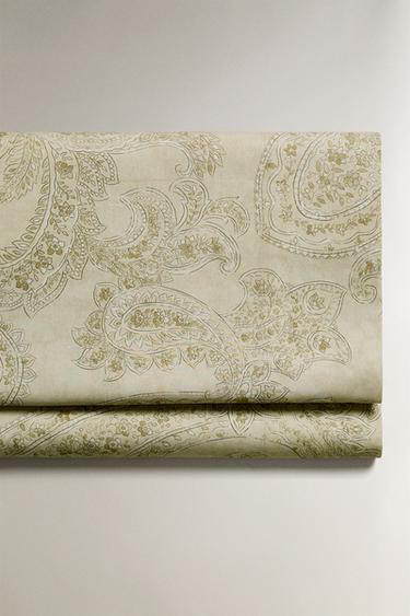 Zara PAISLEY-PRINT FLAT SHEET - Green - Image 0