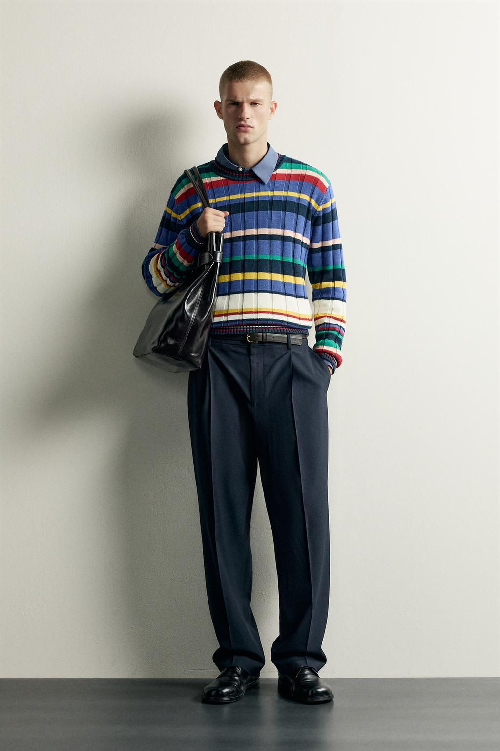 STRIPED COTTON JACQUARD JUMPER
