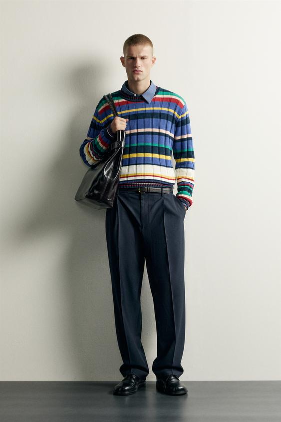 JERSEY JACQUARD RAYAS ALGODÓN - Rayas de Zara - Imagen 0