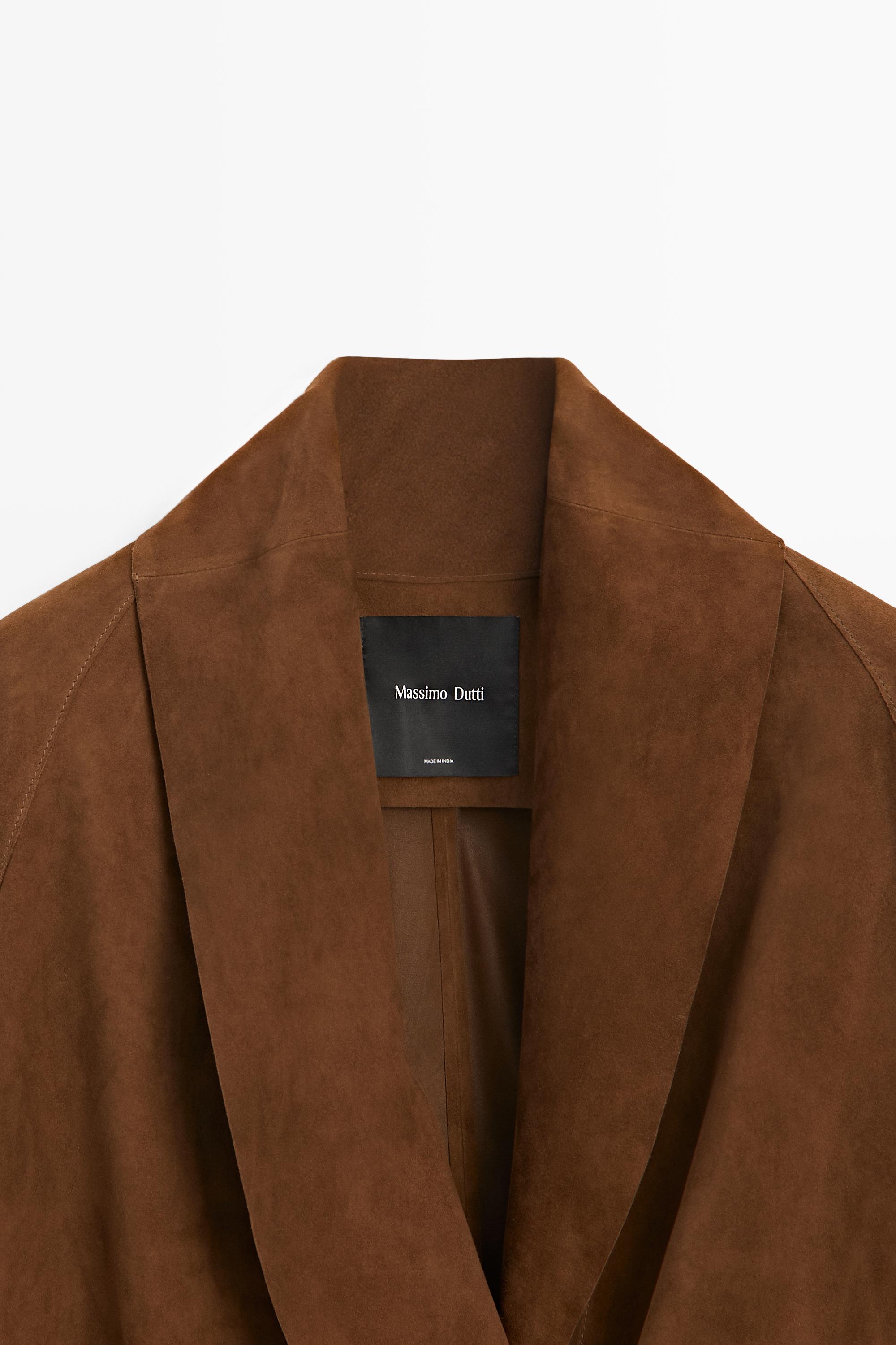 Kimono à nouer en cuir et daim