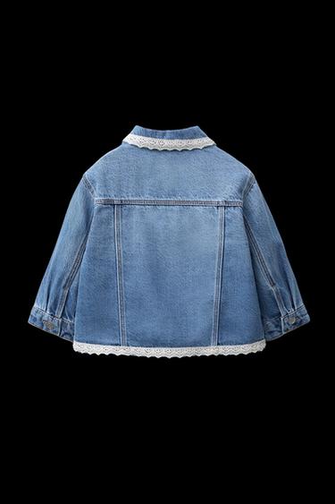 CAZADORA DENIM PUNTILLA - Azul de Zara