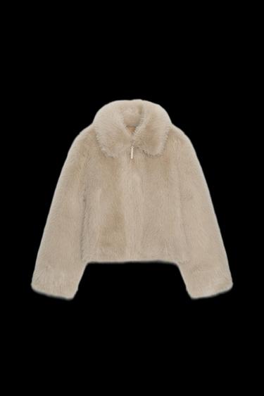 DOUBLE-FACED FAUX FUR JACKET - Taupe grey by Zara - Image 0