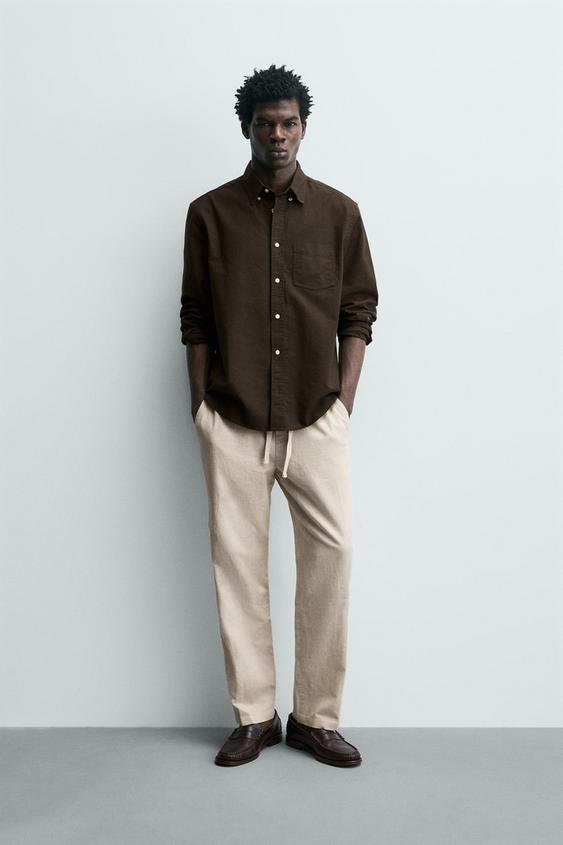 RELAXED FIT COTTON - LINEN PANTS