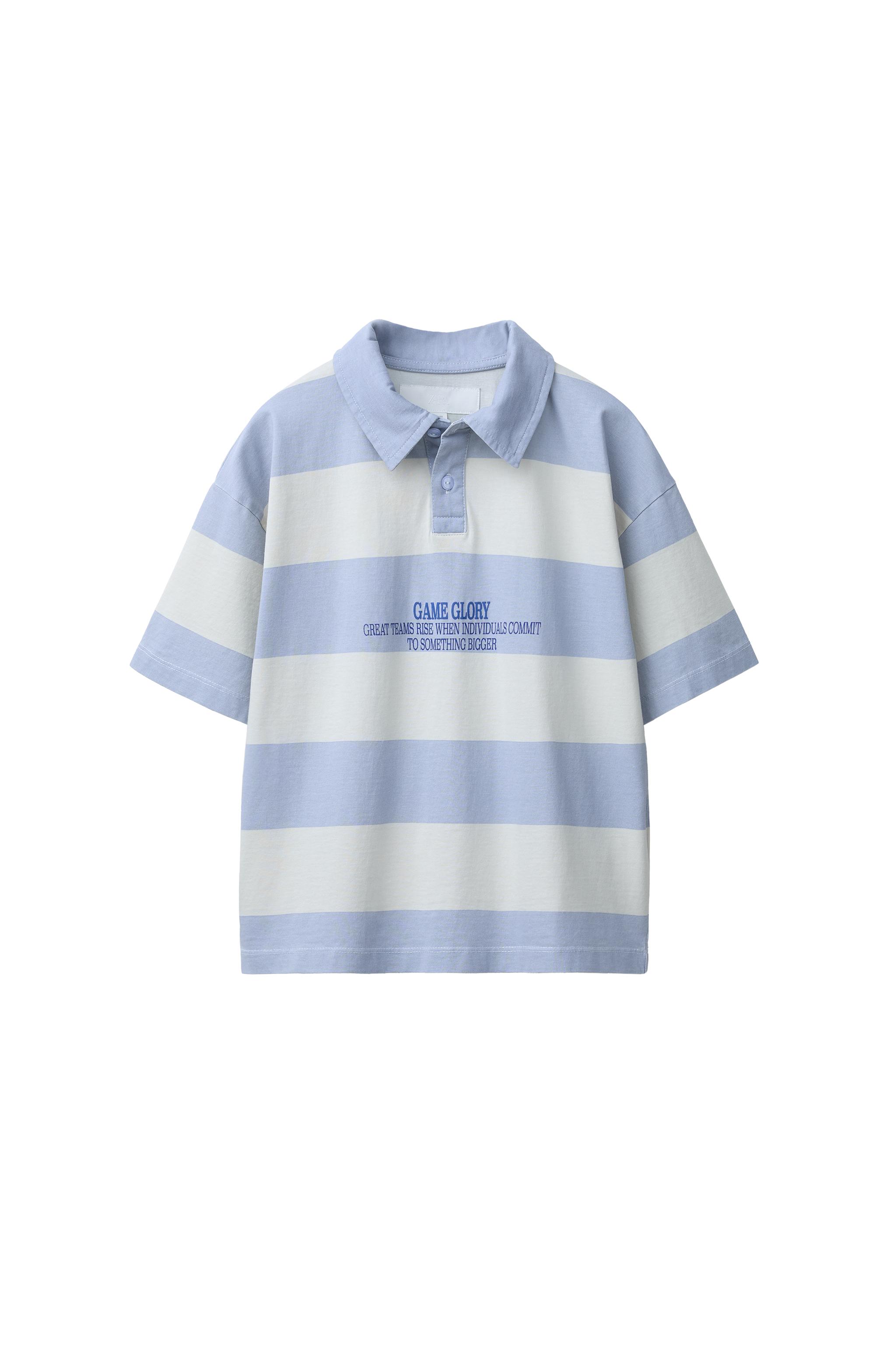 ストライプ柄ポロシャツ - 青色/白色 | ZARA Japan / 日本