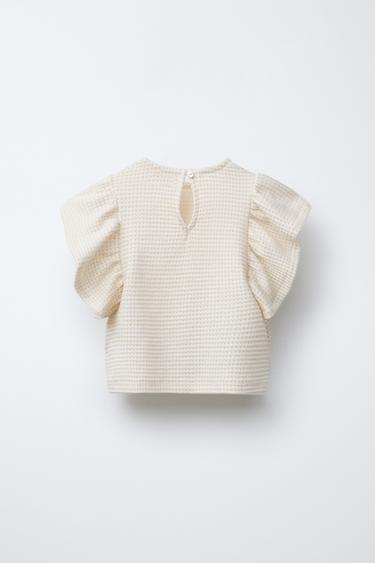 FLORAL SHIMMER T-SHIRT - Golden by Zara - Image 1