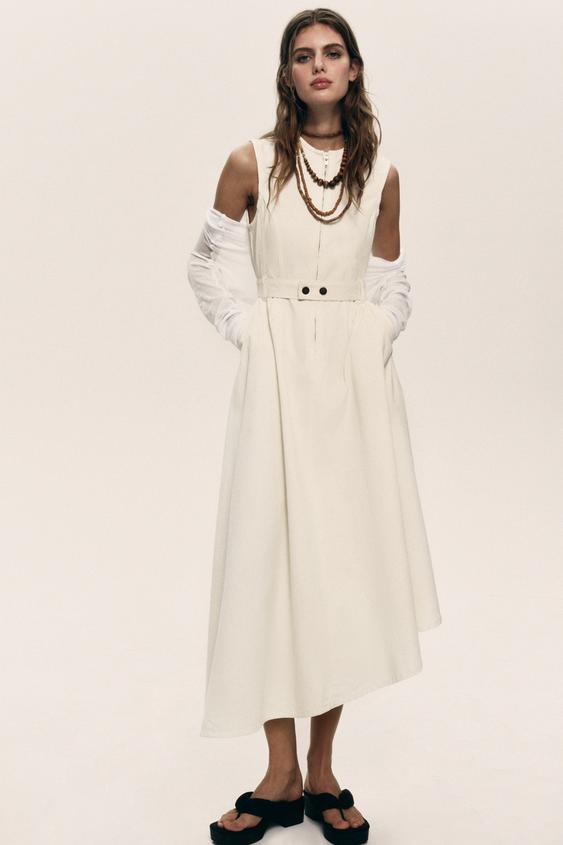 ZW ASYMMETRIC DRESS Ecru ZARA New Zealand