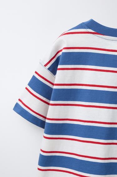 STRIPED T-SHIRT WITH LOGO PATCH - striped by Zara - Image 3