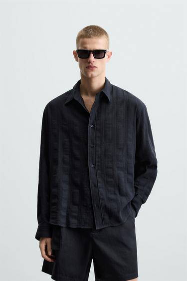 CAMISA ESTRUCTURA RAYAS - Marino de Zara