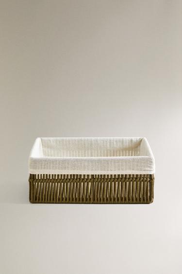 RECTANGULAR FABRIC INTERIOR BASKET - Khaki by Zara - Image 2