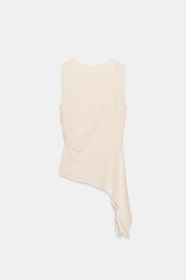 TOP ASYMÉTRIQUE SANS MANCHES - Écru de Zara - Image 6