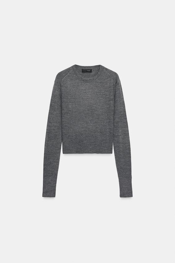 PULL COURT AVEC LAINE - Gris moyen de Zara - Image 4