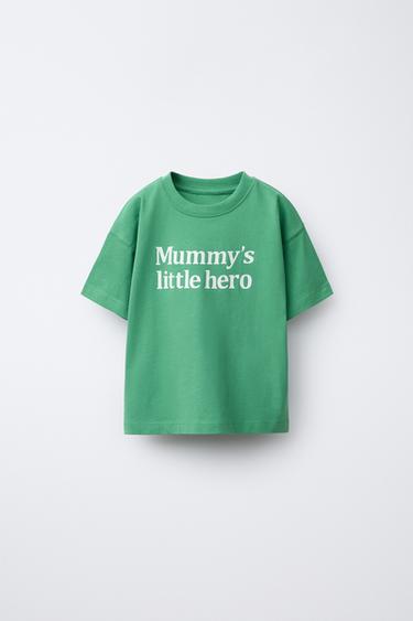 T-SHIRT MIT TEXTDRUCK - Grün von Zara