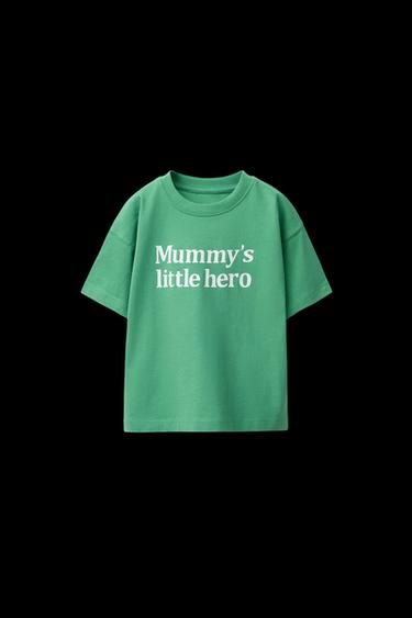 T-SHIRT MIT TEXTDRUCK - Grün von Zara