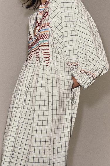 ZW COLLECTION LINEN BLEND MIDI DRESS - Multicoloured by Zara - Image 4
