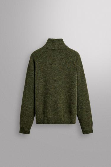 QUARTER-ZIP WOOL BLEND JUMPER - Green marl by Zara - Image 6