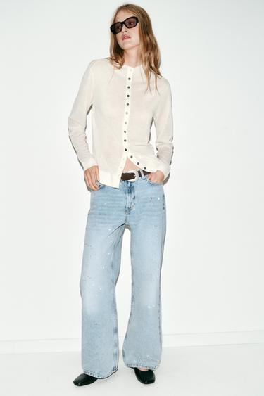 JEANS Z1975 LOOSE TIRO MEDIO EFECTO PINTURA - Azul claro de Zara