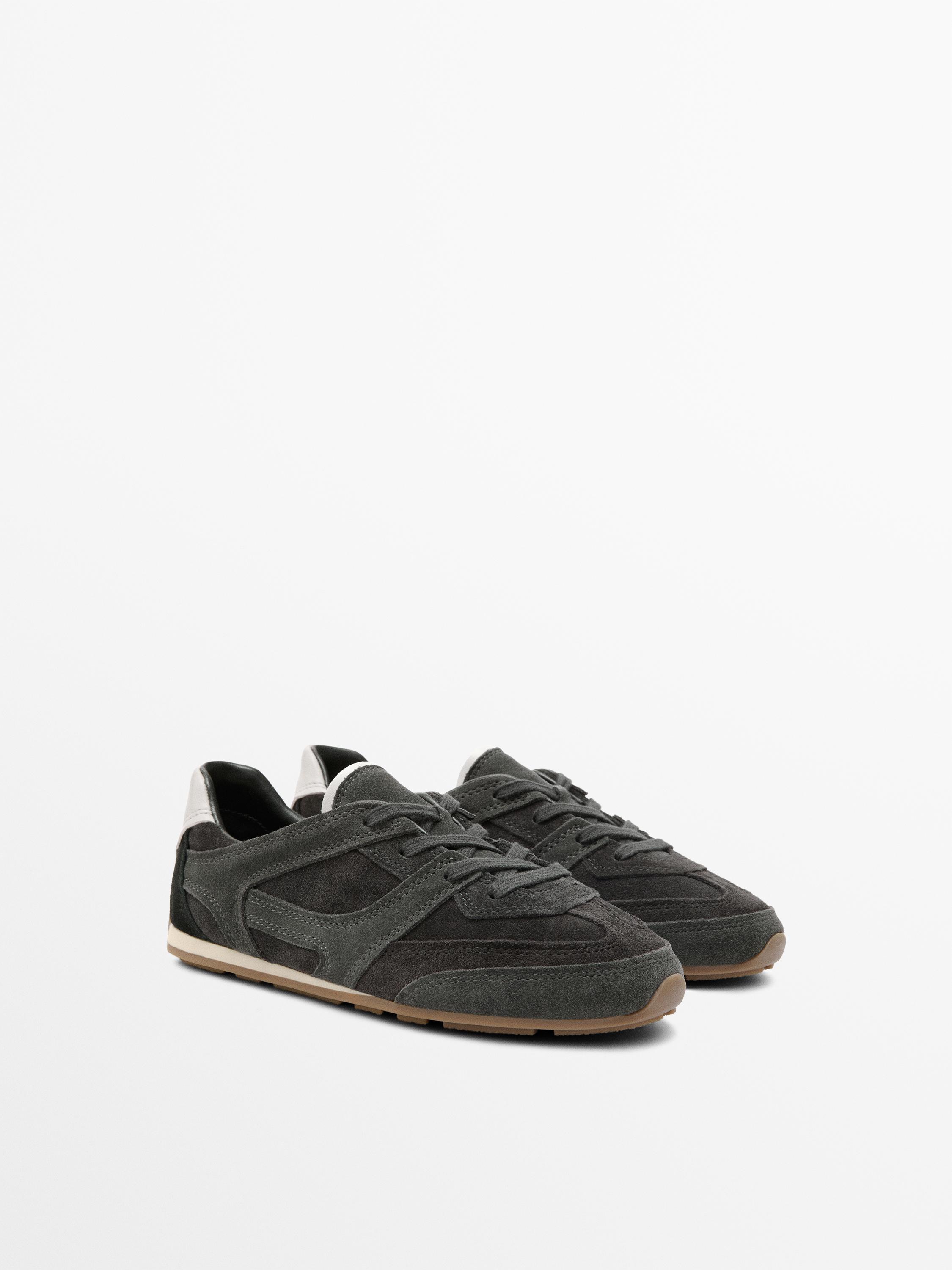 Tennis cuir contrastant