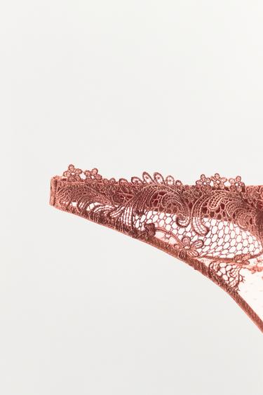 TANGA BRODÉ - Rouge orangé de Zara - Image 5
