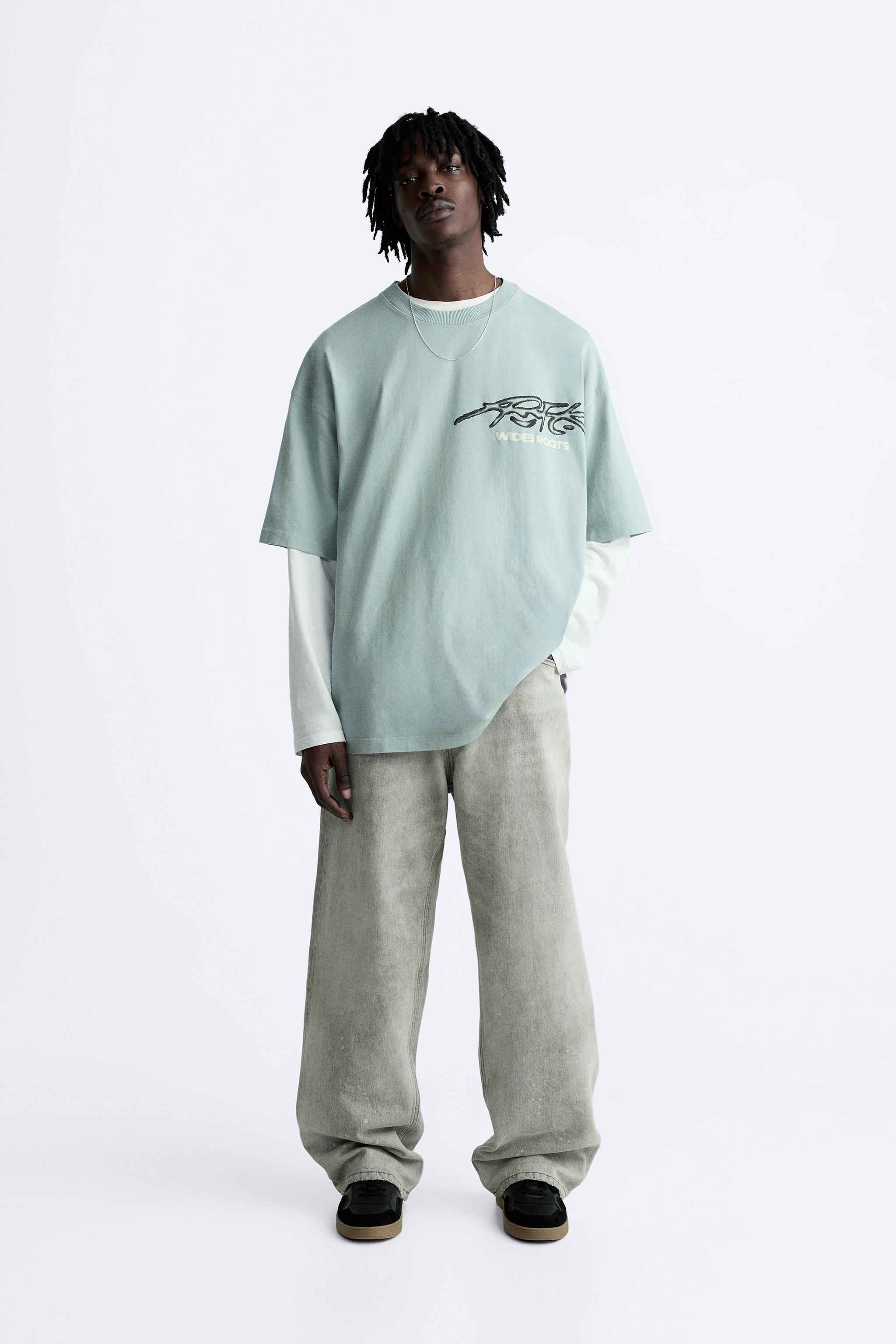 TEXT OVERSIZED T-SHIRT - Green / Blue | ZARA United States