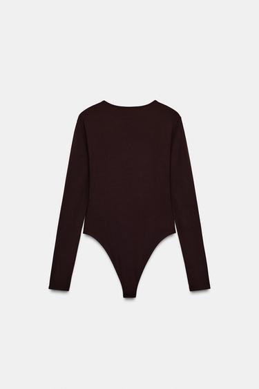 BASIC POLYAMIDE BODYSUIT - Dark brown by Zara