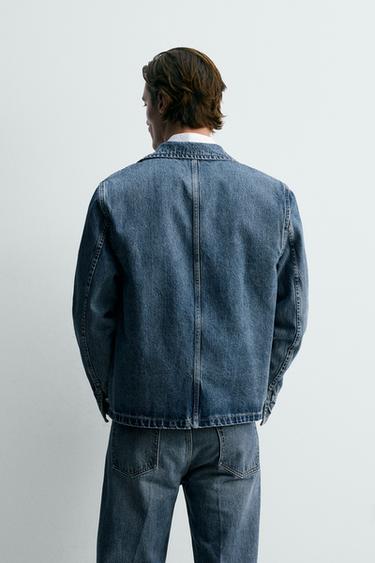 RELAXED FIT DENIM JACKET WITH POCKETS - Mid-blue by Zara - Image 2