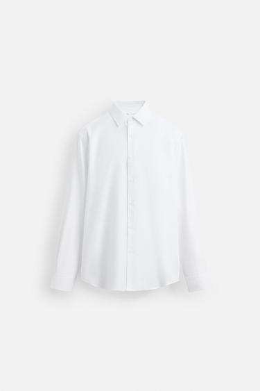 CAMISA REGULAR FIT ESTRUCTURA - Blanco de Zara