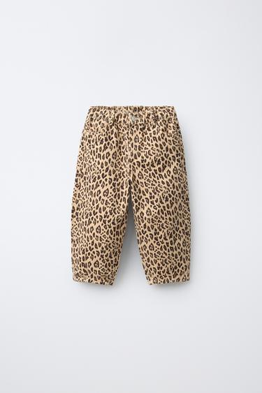 PANTALÓN BARREL ANIMAL PRINT - Marrón de Zara