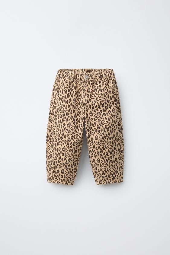 ANIMAL PRINT BARREL TROUSERS - Brown by Zara - Image 0