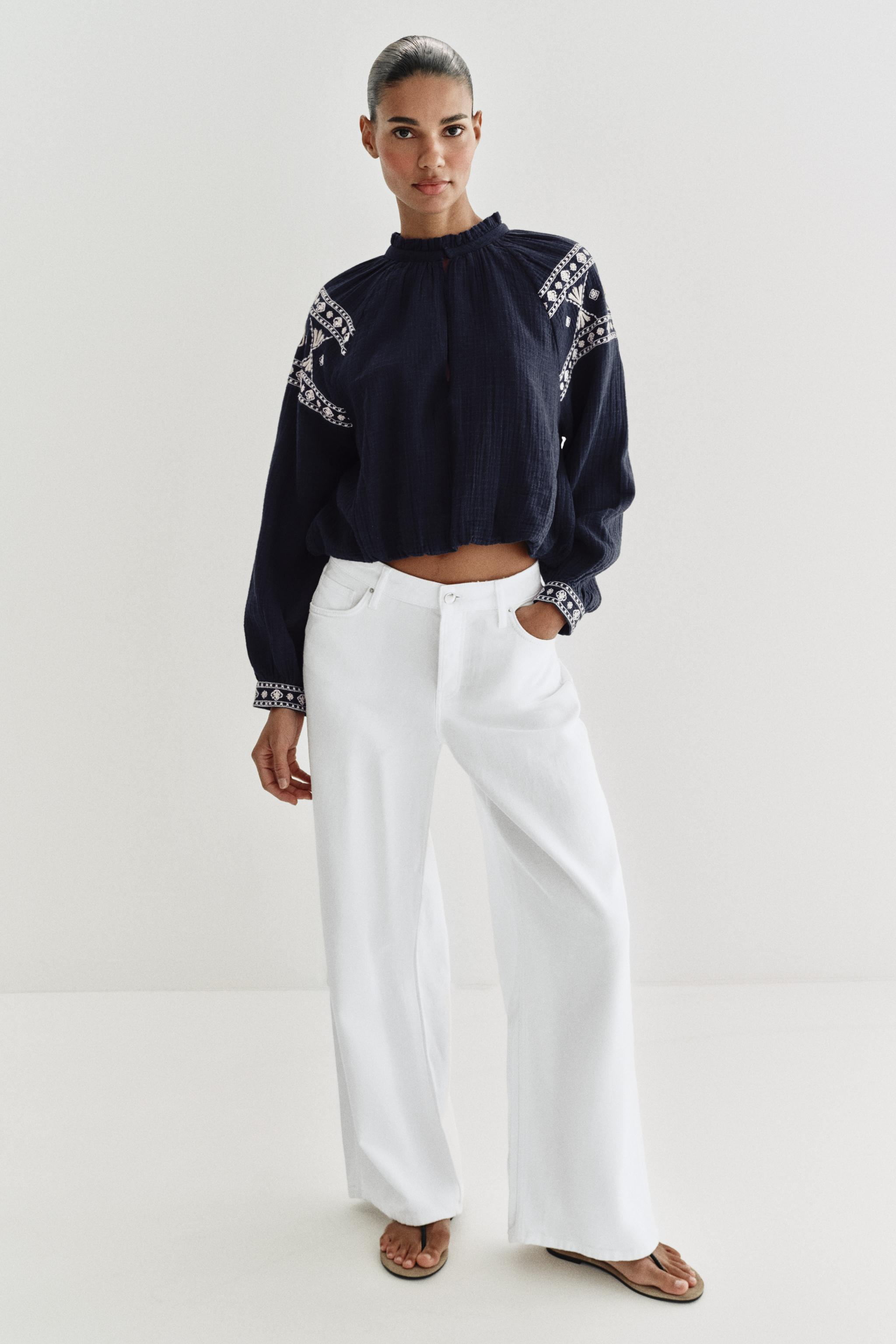 EMBROIDERED BALLOON SHIRT - Navy blue | ZARA Canada