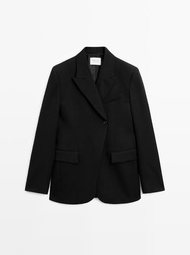 Zara 100% wool blazer with notch lapel - LIMITED - Black