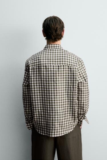 RAMIE AND SILK CHECK SHIRT - Mid-green by Zara - Image 2