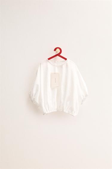 ZARA TIMELESS - OVERSIZED TOP MET STRUCTUUR - Wit van Zara