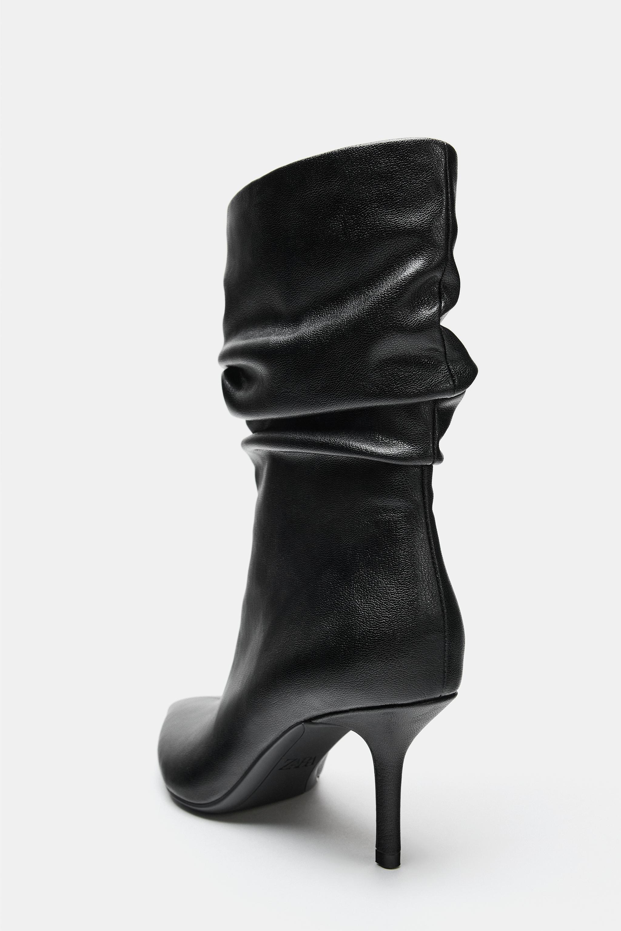 RUCHED HEELED ANKLE BOOTS