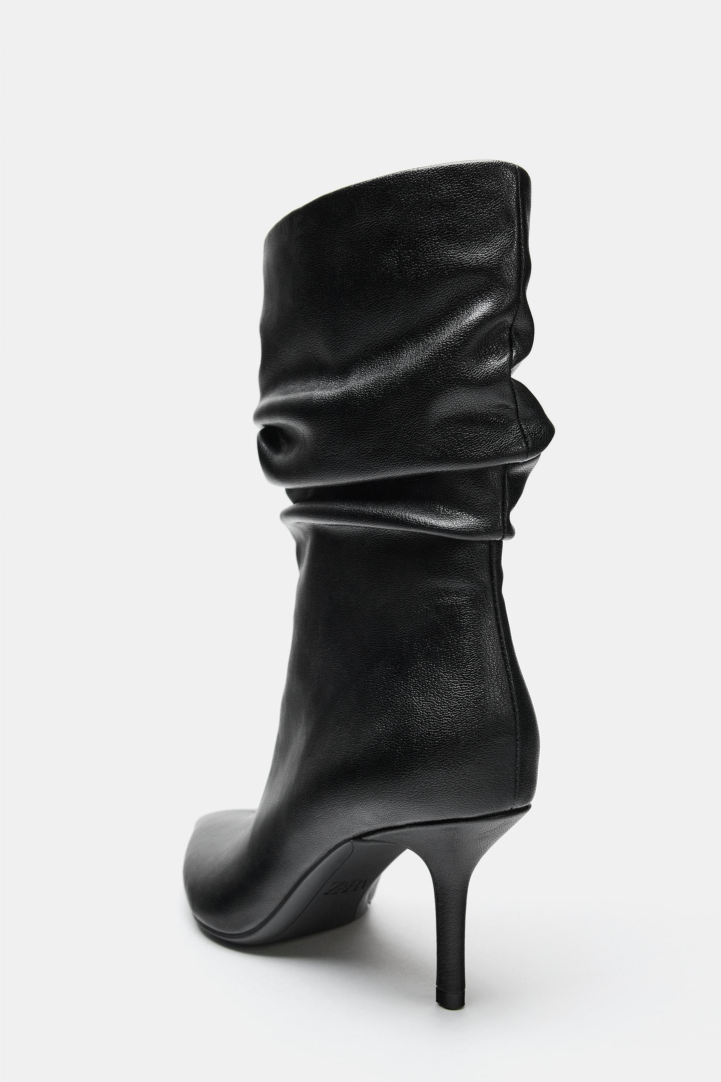 Женские ботинки Zara Ruched Heeled Ankle, цвет: Чёрный — фото 6