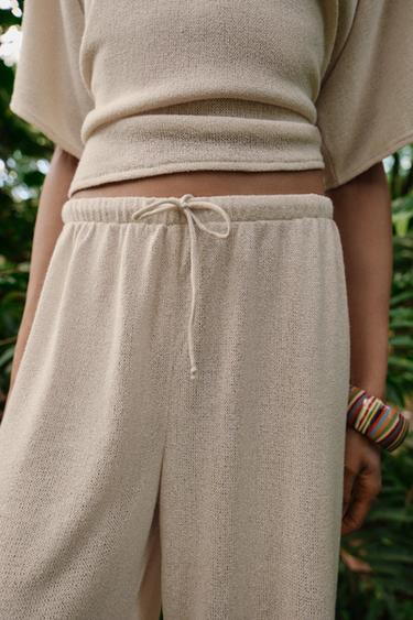 RUSTIC WIDE-LEG TROUSERS - Light beige by Zara - Image 2